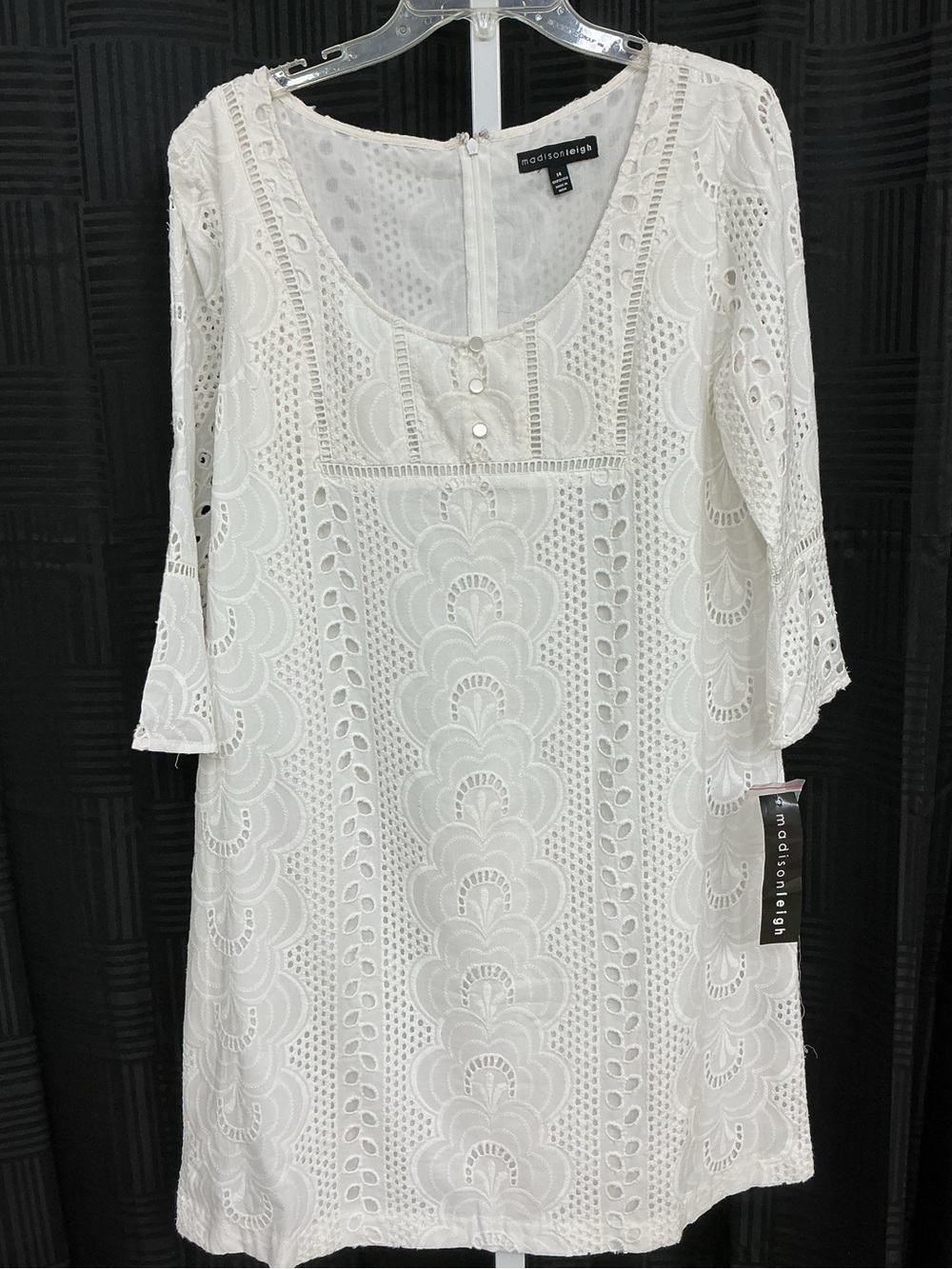 madison leigh White Crochet Eyelet Shift Dress